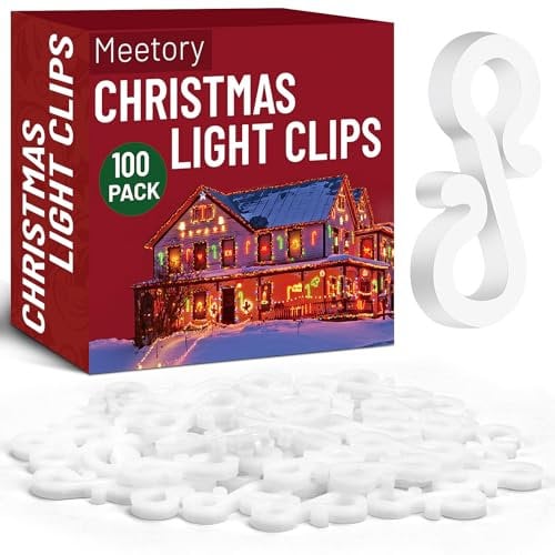 Meetory 100 Pcs Gutter Hooks for Outdoor & Christmas Lights, Mini Plastic Hooks for Seasonal Fairy Lights
