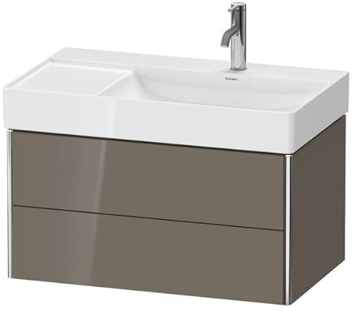 Duravit XSquare Waschtischunterbau wandhängend 78,4x46,0 cm, 2 Schubkästen, für Waschtisch DuraSquare 234980 Becken rechts, XS416908989, Farbe: Flannel Grey Hochglanz Lack