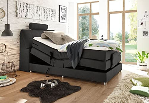 Froschkönig24 Palermo 120x200 cm Boxspringbett Bett mit Motor Anthrazit
