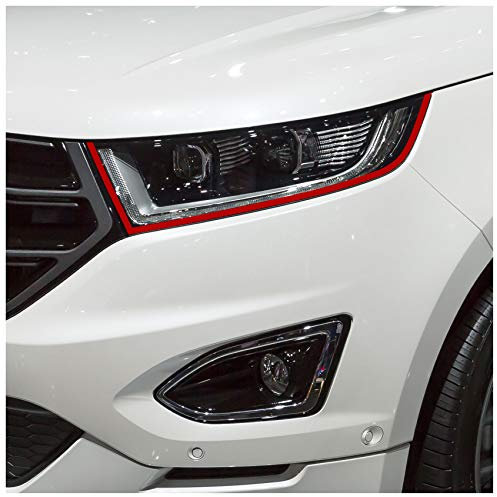 Devil Eye® Scheinwerferfolie rot Zierstreifen Dekor Dekorleiste Folie Flexibel für Scheinwerfer Kfz Auto Zubehör Selbstklebend KX004 (Kompatibel mit Ford Edge ab 2015)