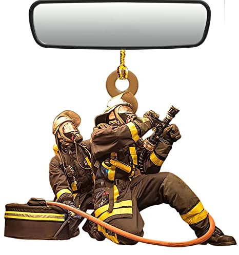 Weihnachtsbaum Feuerwehrmann Acryl hängende Ornamente Weihnachten Feuerwehrmann Ornamente Feuerwehrmann Figuren Favors Indoor Home Dekorationen für Weihnachten Winterurlaub