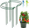 4 Pack Half Round Garden Plant Support Stakes, Metal Bow Type Flower Supports Ring Cage with 2 Self Watering Spikes for Peonies, Hydrangea, Interlinking to Make Garden Border, Rows, Circles(25x40cm)