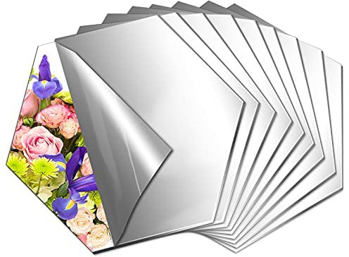 EONAZE Selbstklebende Fliesenspiegel Spiegel zum Kleben Flexibler Spiegel Acrylic Klebespiegel Wanddekoration Dekospiegel Rahmenloser Wandspiegel