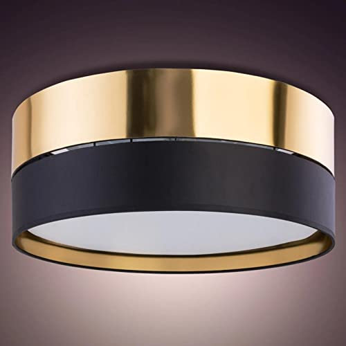 famlights Deckenleuchte Deckenlampe & Deckenlichter in Schwarz und Gold 3-flammig Modern zeitlose LAILA E27 Stoff Esszimmer Küche | 3-flammig