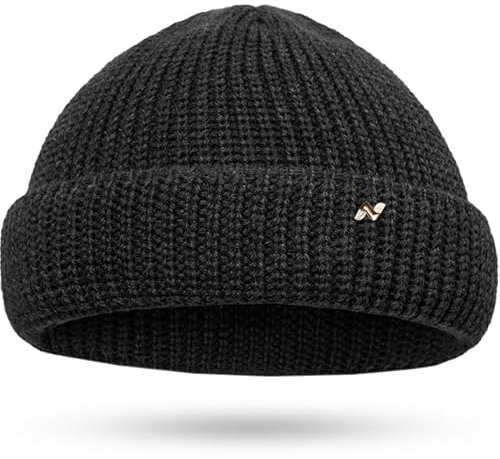 NYTTED® Kurze Fisherman Beanie Herren & Damen I Made in Germany - Seemannsmütze aus 100% feinster Schurwolle I Fischermütze Herren & Damen I Docker Mütze