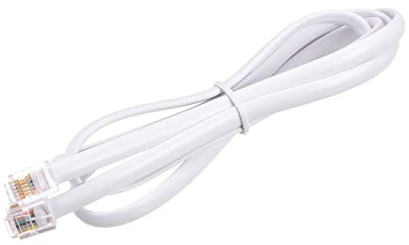 sourcing map Telefonverlängerungskabel 3.28FT Stecker auf Stecker Weiß | 1 Stück, Telefonkabel RJ11 6P6C Stecker, für Telefon und Fax