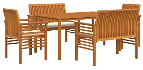 vidaXL 5-TLG. Garten-Essgruppe mit Kissen Massivholz Akazie, Outdoor Essgruppe, Essgruppe, Garten Möbelset, Essgruppe Terrasse, Gartenmöbel Set