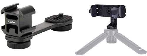 Rollei Zubehörschiene zum Montage von Zubehör wie Mikrofon und Licht am Samrtphone-Gimbal oder an der Kamera., 28525 & Smartphone-Halterung II - 22772 Smartphone halter