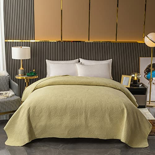 Mixibaby Bettüberwurf Tagesdecke Bettdecke Decke Steppdecke Prägemuster Überwurfdecke leicht, Größe:240 cm x 260 cm, Farbe Bettdecke:Beige D-3