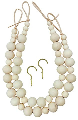 2022 Runde, natürliche, unlackierte Holzkugeln, zum Basteln, Schmuck, Vorhangriemen Hängematte Mit Gestell (Beige, One Size)