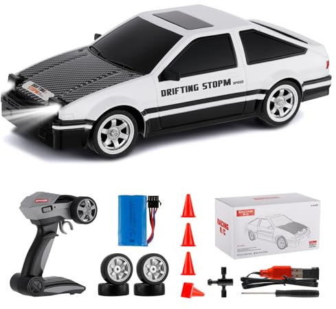 Goolsky RC Drift Car 2.4GHz 1:16 Scale 4WD High Speed Remote Control Cars Vehicle with LED Lights Two Batteries and Drifting Tires Racing Sport Toy Cars for Adults