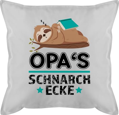 Kissen 50x50 - Opa Schnarchecke I Schnarchplatz Geschenk für Opas Bester Opi Faultier - 50 x 50 cm - Grau - schnarch mit füllung Opa+schnarchkissen fuellung