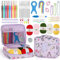 Aeeque Häkelset für Anfänger, Ergonomische Häkeln Set Erwachsene mit Häkelgarn, TPR Häkelnadeln, Häkeltasche, Metall Häkelnadel, Bunte Crochet Sets für Decken, Socken, Pullover, Schal (Lila)