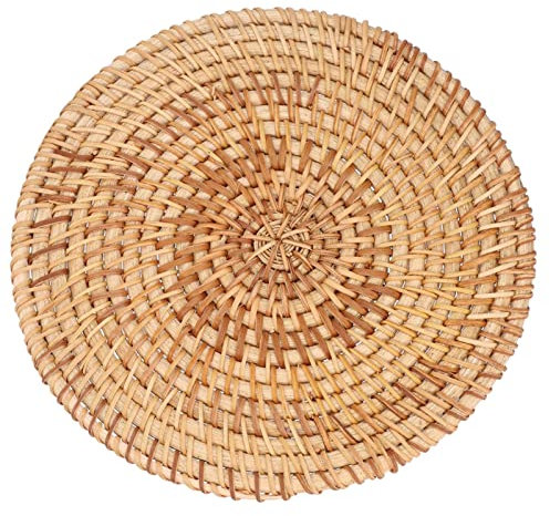 Napperon Rond Tissé, Dessous de Plat Bois,Dessous de Plat rotin,Napperons De Table De Cuisine Dessous De Plat Résistants à la Chaleur pour Grands Récipients Plats Chauds Casserole(16cm)