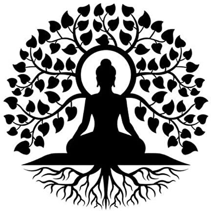 Tree of Life Buddha Metal Wall Art, Black Buddha Mandala Meditation Yoga Altar Buda Indoor Zen Home Decor, Tree of Life Outdoor Garden Patio Hanging 3d Sign Laser Cut Décor,50cm