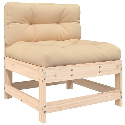 vidaXL Mittelsofa, Gartensofa mit Kissen Latten-Design, Modular Holz Sofa für Garten Terrasse, Gartenmöbel Loungemöbel, Massivholz Kiefer