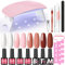 COSCELIA UV Nagellack Set mit Lampe 6W, 4 Farben Rosa Nude UV Gel Nagellack, Gelnägel Starterset mit Base Matte und Top Coat Nail Art Starterset Nagel Sets Gel Nägel für Anfänger