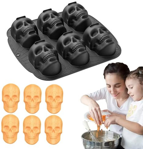 Lambo Totenkopf Backform, Silikonform Halloween Backen, Gruselige 3D Skelett Silikon Kuchenform, Schokoladenform Silikon, Totenkopf Muffinform Backwerkzeuge Für Halloween Kuchen Deko