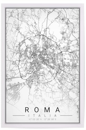 artboxONE Poster 30x20 cm Schwarzweiß CityMap von Roma hochwertiger Design Kunstdruck - Bild rom rom rom City