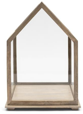 Riviera Maison Vitrine Holzrahmen in Form eines Hauses mit Glasglocke, Glasvitrine mit Deckel Aufbewahrungsbox - De Saleccia Display Box - (LxBxH) 33x33x50