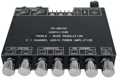 Amplificatore audio HUIOP Modulo scheda amplificatore audio digitale a 2.1 canali Supporto subwoofer tono alto e basso Connessione 5.1 BT Ingresso audio AUX Disco U Riproduzione scheda audio USB con f