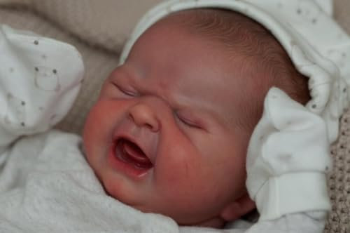 ROSHUAN Reborn Erster Schrei Baby Puppen 19 Zoll 48 cm Realistische Baby-Puppen Die Echt Aussehen Weinendes Baby Weich Lebensechte Neugeborene Baby-Puppen Mit Zubehör