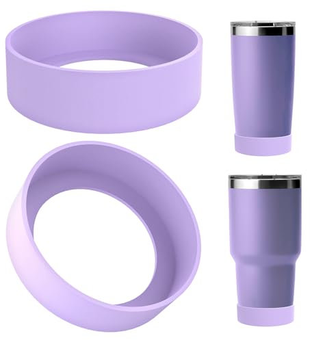 Linkidea Lot de 2 bottes de bouteille d'eau compatibles avec YETI Rambler Tumbler 20oz/30oz, tasse de voyage 20oz/30oz, manchon inférieur de bouteille en silicone (Violet)