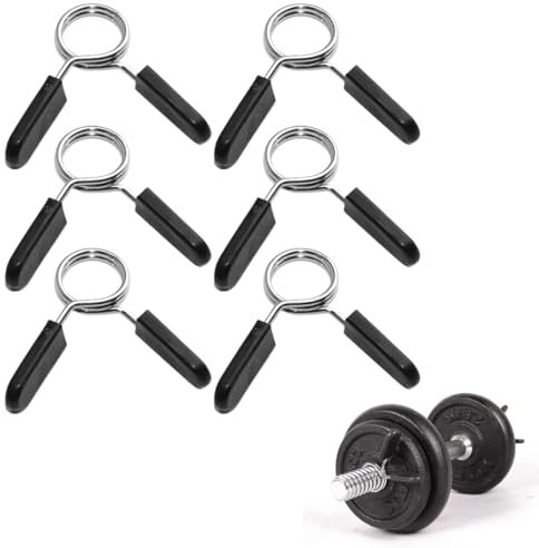 HSIXHAF Barra de Pesas con Cierre de Muelle, 6 Unidades, Pinzas para Mancuernas, Levantamiento de Pesas, fijación de Pesas, Tope, 30 mm, Clip de Muelle, Adecuado para Gimnasio y Fitness en casa.