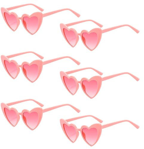 Yootiko 6 Stück Herz Sonnenbrille Für Damen Partybrille Lustige Herzbrille Set Hochzeit Team Braut Jga Hippie Herzbrillen Für Geburtstagsfeier,Urlaubsreisen,Karneval,Halloween, Weihnachten Rosa