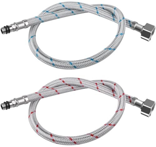 Unvtap 2 Stück Anschlussschlauch Armatur G3/8 x M10, Panzerschlauch 3/8 Zoll Flexschlauch Verlängerung Küche Wasserhahn Schlauch, Geflochtener Edelstahl Flexibler Armaturenschlauch für Mischbatterie
