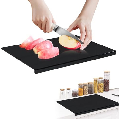 Black Acrylic Cutting Board with Counter Lip,Large Acrylic Chopping Boards Black Anti Slip Countertop Protector Cover,Counter Cutting Board with Lip for Home, Apartment, Restaurant Use