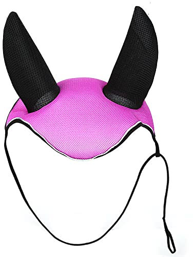 Lila, Gehäkelte Fliegenhaube mit bequemen Lycra-Ohren, geräuschunterdrückender Fliegenschleier, hohe Dichte, Sportpferdebekleidung für Leistungssportler