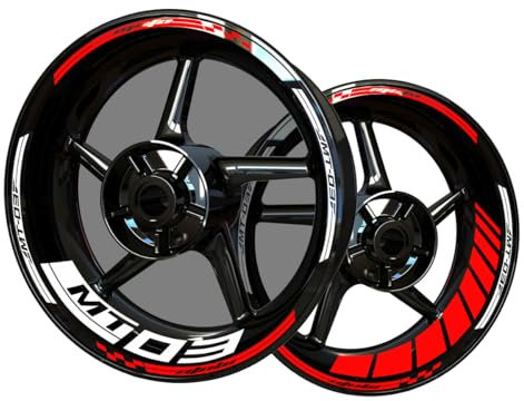 Adesivi riflettenti in vinile per bordo di cerchi da moto, adesivi kit per Yama&ha MT03, nastri cerchi moto completi per 2 ruote cerchi da 17 (oro opaco+bianco)