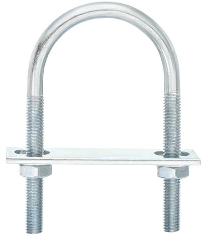 sourcing map Round U-Bolts, 6 Set 50mm Inner Width 100mm Length M8 Zinc-Plated Carbon Steel U Clamp Bolt with Nuts and Plates, for Boat Trailer