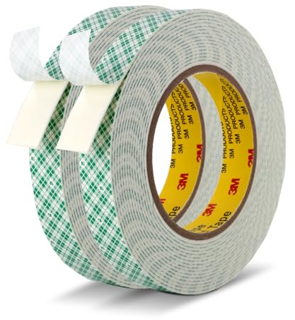 Ndcadhesive Ruban adhésif double face en mousse 19 mm x 5,5 m 2 rouleaux mousse aux hautes températures pour une utilisation intérieure et extérieure ainsi que pour la décoration de la maison