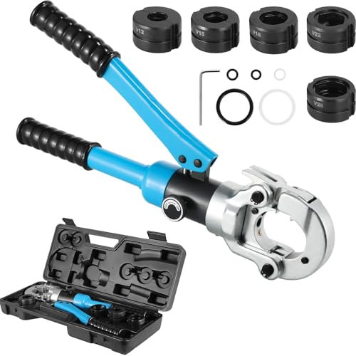 LIFERUN Hydraulische presszange V-Kontur für Kupferrohr,Edelstahlrohre,(Crimpen V12-28),360° drehbarem Kopf Rohrpresszange,Pressfitting,Abwasser,Hydraulische Presskraft 8T,Gas und Haus-rohre