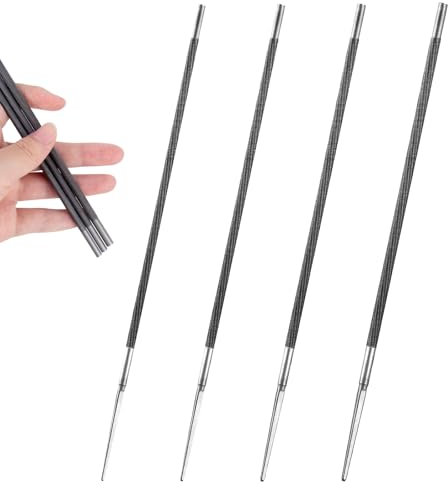 Kettensägenfeile, Kettensäge Rundfeile, 4 Stück Feilenset, Schärfwerkzeuge, Gibt es 4 Größen von 4,0 mm,4,8 mm,5,5 mm, 5,2mm für Manuelle Schärfen von Sägeketten, zum Entgraten und Reparieren