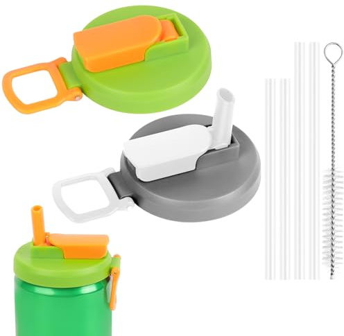 OSDUE Straws Soda Can Covers, Can Lids for Fizzy Drink, Soda Can Lids with Straw, Spill-Proof Can Covers with Straws Reusable, for Fits Standard Fizzy Drinks/Soda Beverage/Beer/Juice-Green