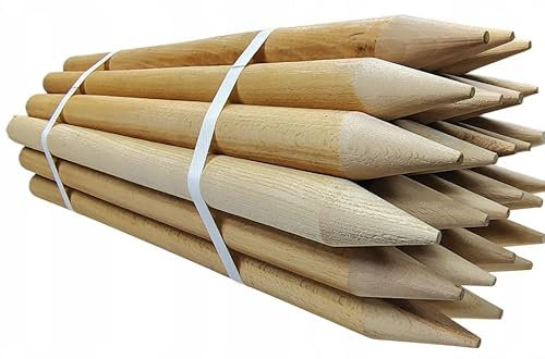 ABAZO, Buchenholz Holzstäbe, Holzpfosten - Pflanzenstütze Ideal für Zaunpfosten, Gartenarbeiten & DIY - Robuste Pflanzstäbe - Holzpflöcke Durchmesser 22mm, Länge 180cm, Ovale, 25 Stück