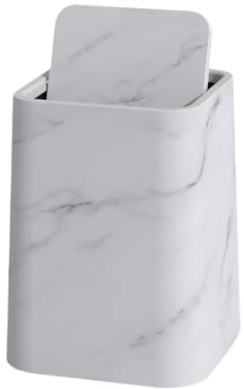 MagiDeal Mülleimer Müll Korb aus Marmor für Badezimmer Mülleimer, quadratisch, Müll behälter, Hausmüll behälter für das Wohnzimmer, S White