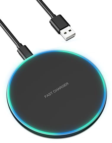 Binamao Wireless Charger, Induktive Ladestation für iPhone 16/15/14/13/12Pro/Pro Max/XS Max/XR/SE, 15W Max Kabelloses Ladegerät für Samsung Galaxy S24/S23/S22/S21/S20, AirPods 2/Pro, Huawei, Xiaomi