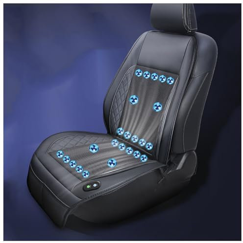 CUCUKAKA Kühlende Sitzauflage Auto, mit 24 Ventilatoren 3 einstellbare Windgeschwindigkeiten Sitzauflage Auto Gegen Schwitzen Auto Sitzauflagen für Auto LKW Van,Black-12V