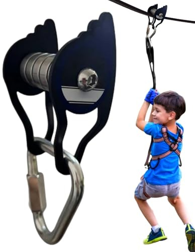 Pulley Kit für Slacklines | Zip Stahlscheibe mit 6 Walzen | Fun Easy Installation Starke Ladung mit Postleitungszubehör für, Mädchen, Kinder, Kinder 5 Jahre alt