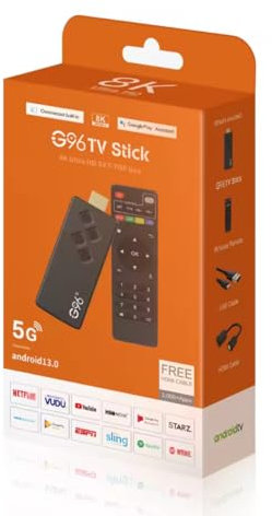 G96 TV Stick Android 13.0, 8K Ultra HD, 2GB+8GB, 5G WiFi, con mando a distancia por infrarrojos y cable HDMI