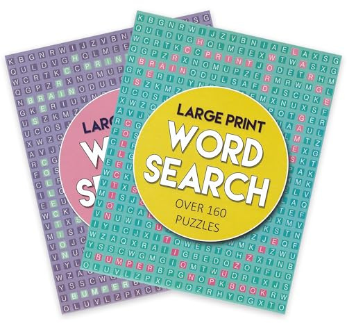 WF Graham A4 Bumper Large Print Wordsearch Puzzle Books - Set of 2 - Word Search Books for Adults, Travel Game Brain Teasers - Over 160 Puzzles in Each