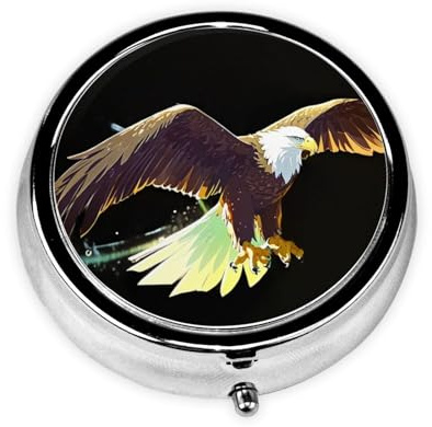 Mighty Eagle Mini-Pillendose, rund, kann in Geldbörse, Tasche, leicht und praktisch, 3 Fächer, tragbare Pillendose