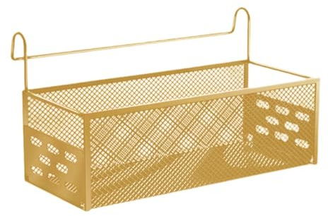 KESOTO Hängekorb für Bett, Metall-Bett-Organizer, hängender Aufbewahrungskorb, Bettregal-Organizer, Bettkorb zum Aufhängen von Büchern, Mobiltelefonen, Zeitschriften, für Wohnheim, Kinderzimmer, Gelb