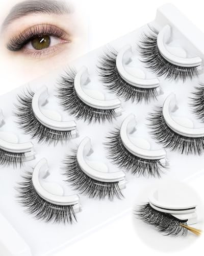 Obeyalash Cils Auto-Adhésifs Réutilisables Faux Cils Pre Collé Extension Lashes Natural Looks 5 Pairs Pack Strip Lashes No Glue Needed 12mm Comfortable for All-Day Wear (6D07)