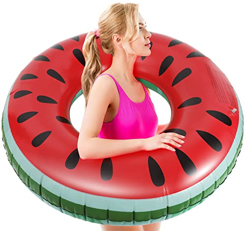 HeySplash Aufblasbare Schwimmringe für Erwachsene, Baden Schwimmreifen Schwimmring, Schwimmbecken Float für Badespaß Sommerpool Strandparty Wasseraktivitäten, Wassermelone