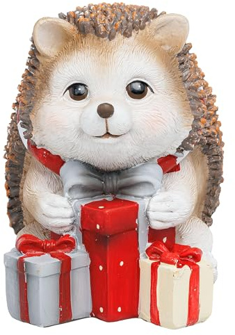 SIKORA Dekofigur Igel mit Geschenken Weihnachtsfigur für Weihnachten oder Winter Deko Figur für zuhause und Garten - DK39